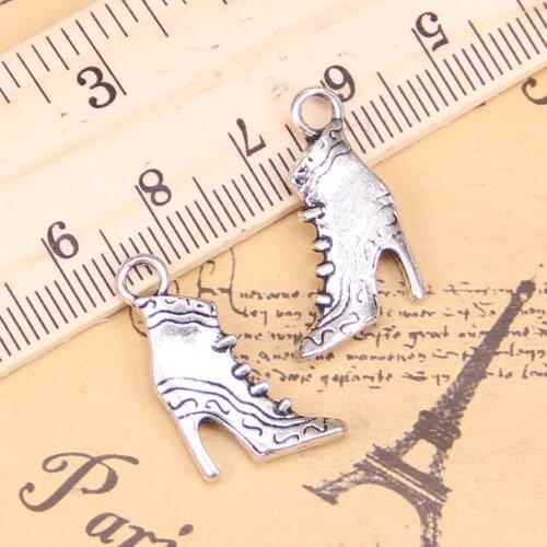 10pcs Charms high heeled ladies boots shoes 23x15mm Antique Pendants,Vintage Tibetan Silver Jewelry,DIY for bracelet necklace