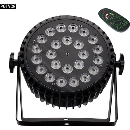 Aluminum 24x18W Remote Led Par Light RGBWA UV 6-in-1 18w Led Flat Par Stage DMX512 DJ Lights Aviation Plug