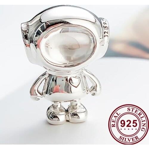100% 925 Sterling Silver Bead Astronaut Tommy Beading Fit Pandora Women Bracelet & Necklace Diy Jewelry