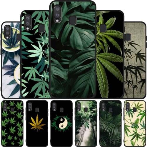 Weed Leaf grass black soft phone Case For Samsung A10 20 30 40 50 30S 50S 60 70 M10 M30S M40 A31 51 71 A20E A10E A21S