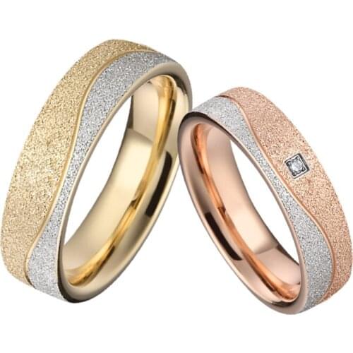 Bicolor Alliances wedding band couple rings for men and women proposal Gold color Anniversary marriage Jewelry