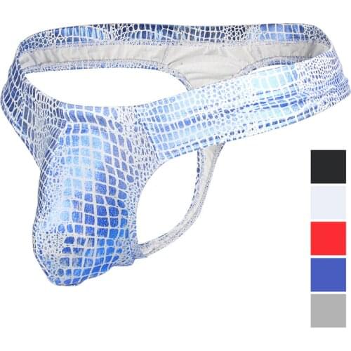 Jocks Gay Men Underwear Jockstrap Mens Thongs G Strings Snake Skin PU Leather Sexy Men Erotic Penis Mens Thongs Homme String