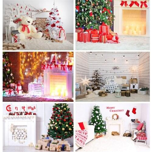 Christmas Indoor Theme Photography Background Christmas tree Fireplace Children Portrait For Photo Backdrops 21712 YXSD-01