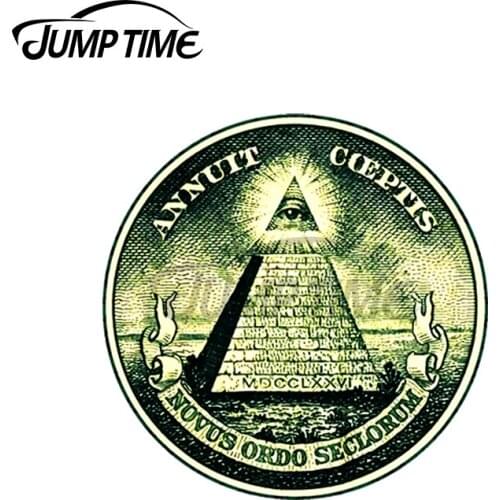 JumpTime 13 x 13cm For All Seeing Eye Pyramid Dollar Freemason God Decal Car Stickers Scratch-Proof Cartoon Bumper Decoration
