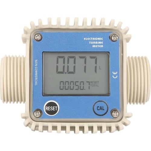 K24 LCD Turbine Digital Fuel Water Hose Flow Meter Widely Used for Chemicals Water Blue