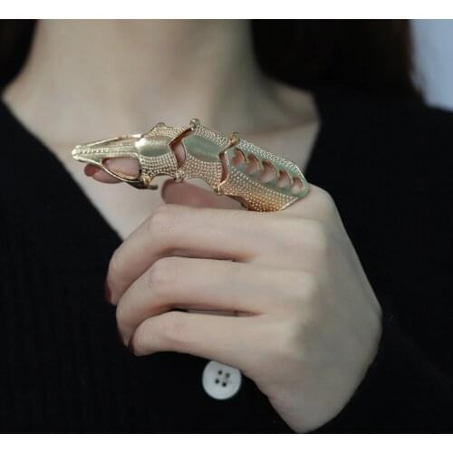 Vintage Punk Full Finger Ring Scroll Joint Armor Knuckle Goth Rings for Men Gothic Rock Cospaly Ring Halloween Decoration