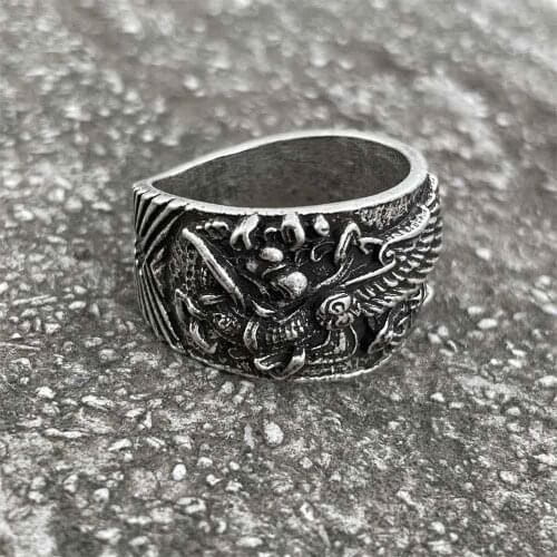 Viking Goth Dragon Ring Wicca Witchcraft Animal Gothic Amulet Jewelry Size 10 Rings For Men Women