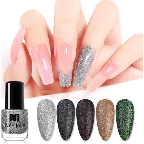 NEE JOLIE 3.5ML Nail Polish Sliver Glittering Shimmer Laser Nail Art Varnish DIY Nail Art Decorations