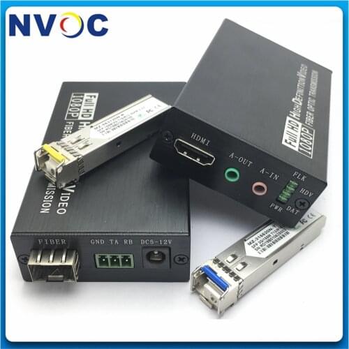 Mini Type HDMI Extender Over Fiber Optic Transmitter&Receiver+1Ch RS232 Data,1080P,Euro Charger with 3G,SM,SX,10KM,LC SFP