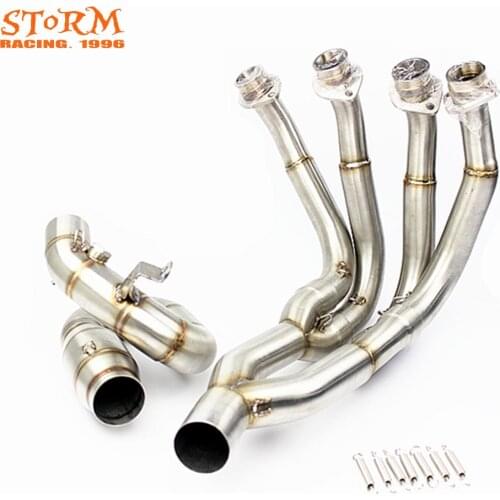 Motorcycle NEW Silver 2018 Front Exhaust Pipe Stainless Steel Tube For Yamaha YZFR6 YZF-R6 YZF R6 2006 2007 2008 2009 2010-2018