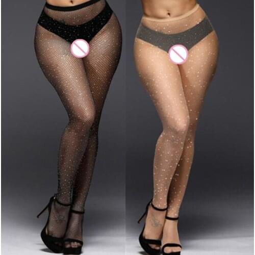 Latest Hot Sexy Fishnet Stockings Shiny Pantyhose for Women Bling Passion lingerie Nylon Tights Plus Size High Elastic Stockings