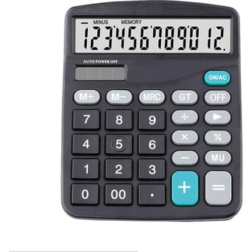 New Black 12 Digit Large Screen Calculator Fashion Computer Financial Accounting DOM668