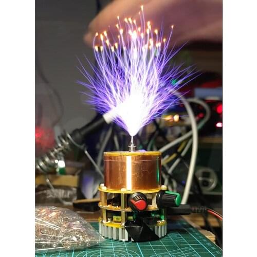 Touchable Artificial Lightning Mini Music Double E Class Solid Tesla Coil Teaching Tool Wireless Lighting