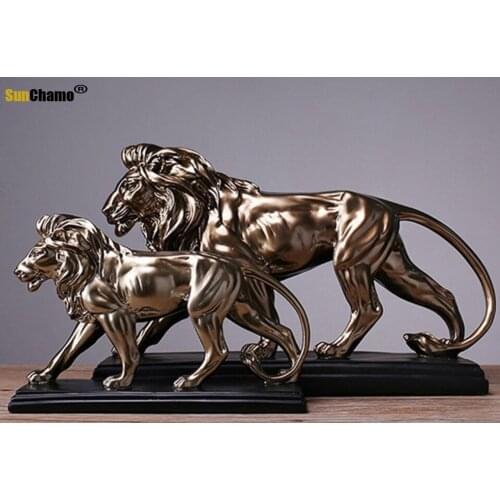 African Ferocious Lion Sculpture Statue Resin Domineering Animal Lion Home Decoration Accessories Craft Gift Statue