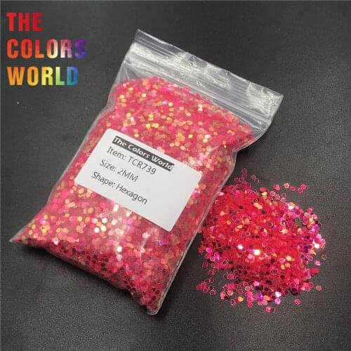 TCR739 Thick Iridescent Rainbow Red Hexagon Nail Glitter Nail Art Decoration Face Glitter Makeup Body Paint Henna Handwork DIY