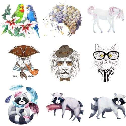 Iron-on Transfers for Clothing Patches for Clothes Stickers Diy Cute Animals Patch Flex Fusible Transfer Vinyl Adhesive Stripe C