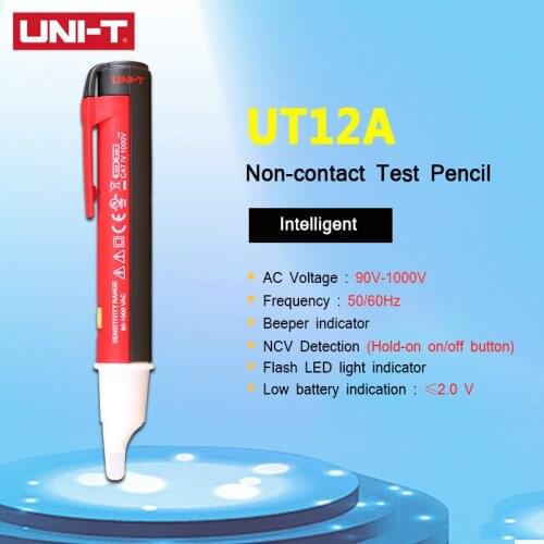 UNI-T UT12A AC Voltage Detector Stick Electric Power LED Light Sensor Portable Meter Non-contact Volt Pen