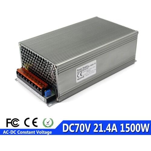 Universal Regulated Switch Power Supply DC 70V 21.4A 1500W Transformer 110V 220V Input to DC70V Output For CNC Motor Machinery
