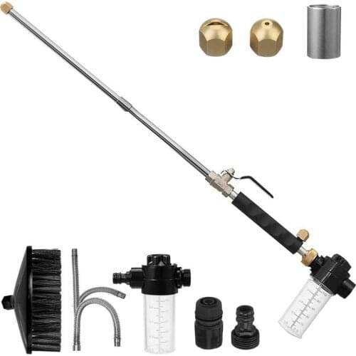 TOP Hydro Jet High Pressure Power Washer Wand Extendable Sprayer Wand with Flexible Hose Nozzle Foam Connon Pivoting Brush