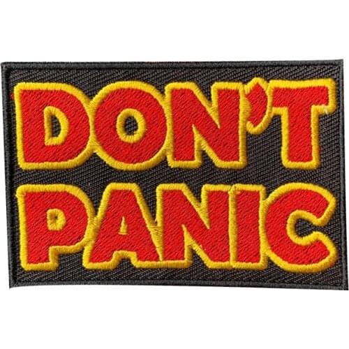 Letter DONT PANIC Embroidered Badge Patch Iron on T-Shirt Embellishments Finishes Sewing DIY Applique Stickers Patchwork