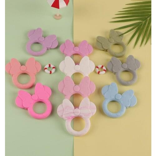 Sunrony 1Pc Cartoon Animal Silicone Teether Food Grade Silicone Pendants DIY Pacifier Chain Accessories Baby Molar Toys