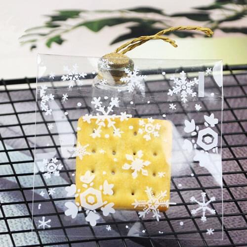 100pcs Transparent Candy Bags Non-toxic Wedding Gift Bags Self Adhesive Snowflake Cookie Bag Plastic Cellophane kitchen food bag