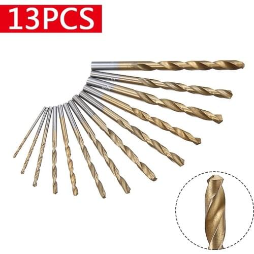 13pcs/set 1.5-6.5mm Mini Twist Drill Bit Titanium HSS High Speed Coated Drill Bit Set Woodworking Metal Electrical Drill Tools
