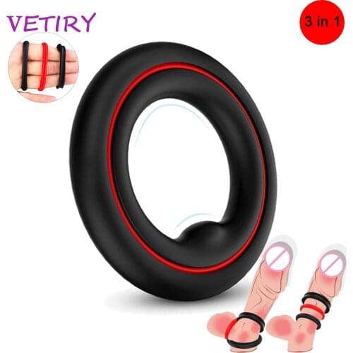 3 Pieces/Set Penis Rings Cock Rings Penis Sleeve Penis Trainer Delay Ejaculation High Elasticity Time Lasting Sex Toys for Men