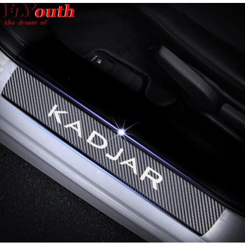 Car Door Sill Scuff Plate For Renault KADJAR 4D Carbon Fiber Sticker Welcome Pedal Threshold Auto Accessories 4Pcs