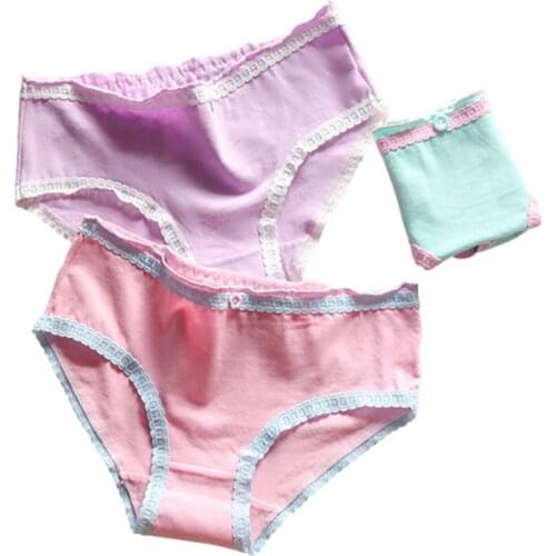 4Pcs/lot Panties Women Underwear Briefs Breathable Underpants Girls Soft Panty waist size girls briefs L023-4
