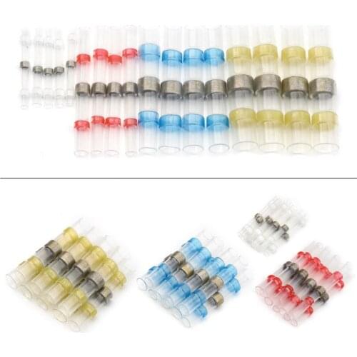 50PCS Waterproof Heat Shrink Solde Terminals Soldering Sleeve Seal Insulated Butt Wire Connectors Assorted Kit