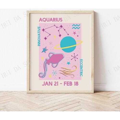 6 of Twelve constellations Zodiac Digital Art | Abstract Astrology Star Sign Printable Art 1