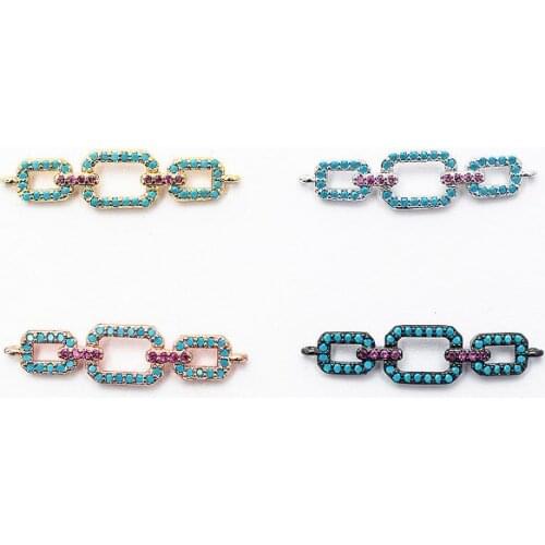 7*28mm Cross Chain Donut micro pave cz zircon cubic zirconia beads DIY Copper necklace charm bracelet connectors accessories xd3