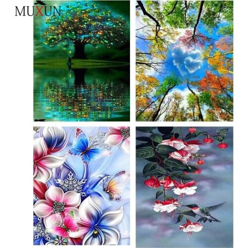 Muxun Diamond Painting 3D Landscape Embroidery Flower Full Diamond Mosaic Picture Wall Home Decoration Cross Stitch Gift Ep033