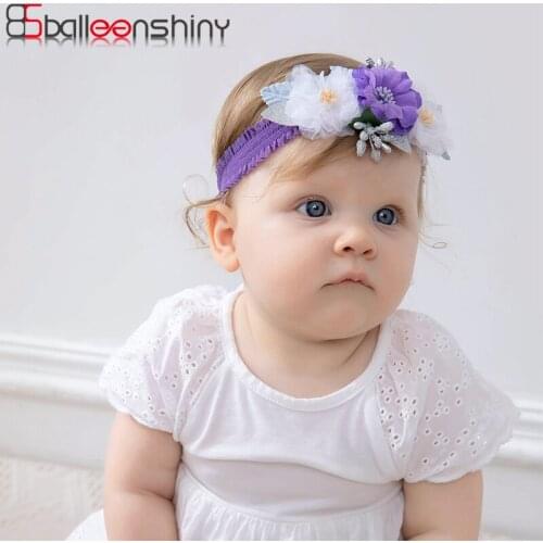 Balleenshiny Baby Elastic Flower Headband Girls Bebe Floral Hairband Toddler Infants Hair Accessories Photography Props