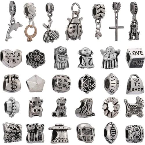 Alloy Plating Antique Silver Colour Bracelet Beads Pendant Making Brand Bracelets DIY Jewelry Men, Women Children Bracelet Gifts