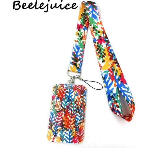 Colorful leaves Neck Keychain Necklace Webbings Ribbons Anime Cartoon Neck Strap Lanyard ID badge Holder Keychain Lanyards Gifts