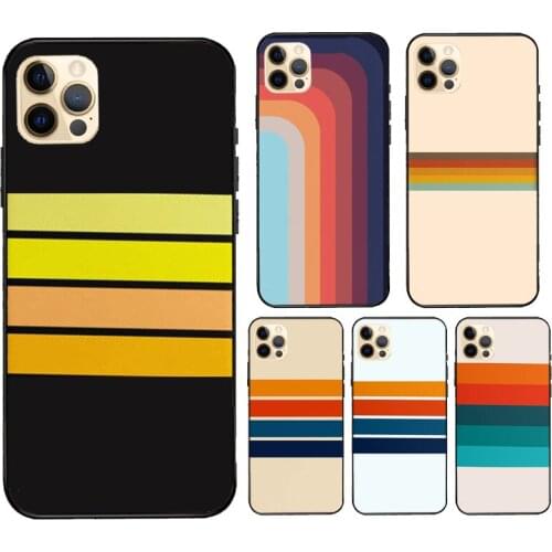 Rainbow Retro Stripes Pink Case For iPhone 12 Pro Max mini XS XR SE 2020 6S 7 8 Plus Coque For iPhone 11 Pro Max