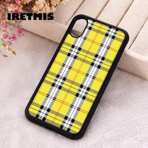 Iretmis 5 5S SE 2020 phone cover cases for iphone 6 6S 7 8 Plus X Xs Max XR 11 12 MINI Pro Soft Silicone TPU Yellow Plaid