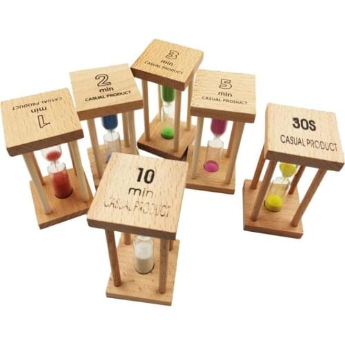 6x Wooden Kitchen Cooking Baking Sand Timer Reading Game Hourglass