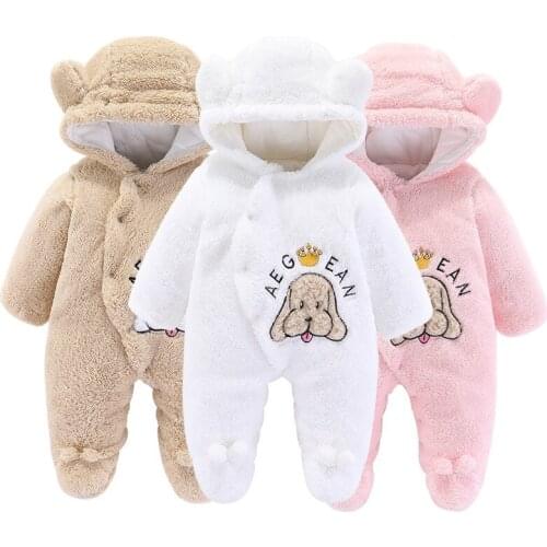 Baby Rompers Winter Warm Longsleeve Coral Fleece Pure bear Newborn Baby Boy Girl Clothes Infant Jumpsuit Animal Overall Pajamas