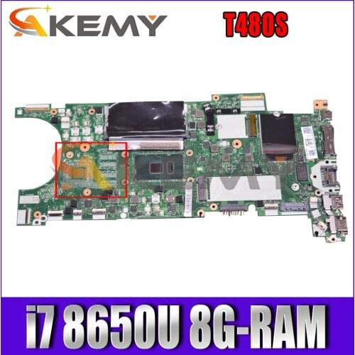 For Lenovo Thinkpad T480S laptop motherboard NM-B471 W/ CPU i7 8650U 8G-RAM tested FRU 01LV616 02HL854 02HL858 Mainboard