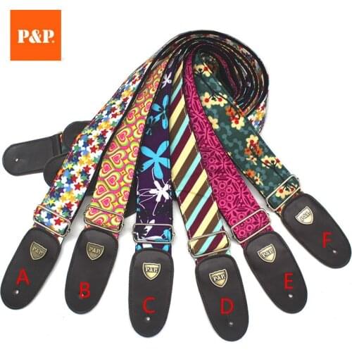 Foreign Trade Explosion Models Double Skin Widened Thick Guitar Strap Leather Double Printing Cotton Printing