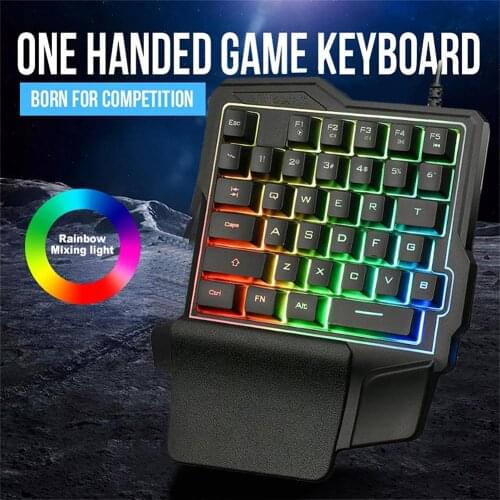 K7left Hand Wired 35 Keys Keyboard Backlit Game Keyboard USB Connection Luminouse Keyboard
