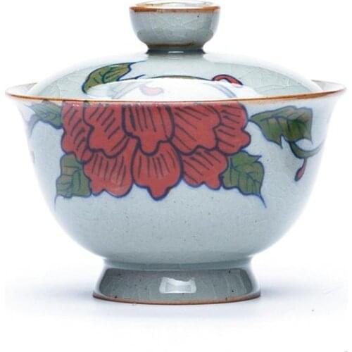 180ml Chinese Gaiwan Teapot Ceramics Kung Fu Tea Set Porcelain Floral Tea Bowl Tea Cups for Travel Teaware Tureen Pu'er Kettle