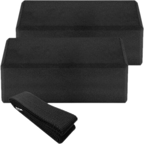 2Pcs Yoga Block and Yoga Strap Set, High Density EVA Foam Block to Support and Improve Poses and Flexibility