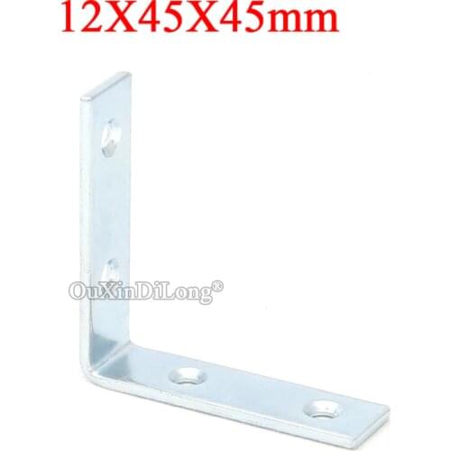 Brand New 50PCS 12X45X45mm Metal Furniture Fastener Corner Braces Joint Right Angle Brackets Board Frame Shelf Reinforced Connec