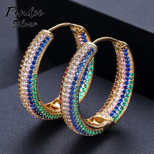 Circle Round Hoop Earrings Fashion Charm Statement Earring Jewelry Cubic Zirconia Multicolor For Female Trendy Jewelry