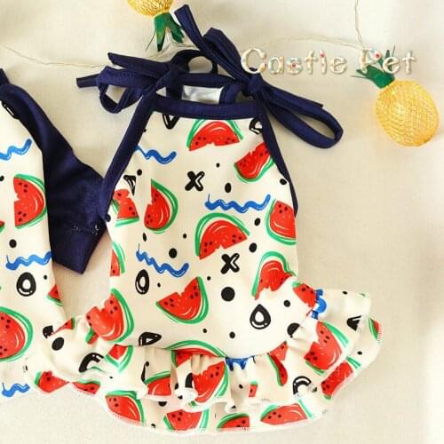 Summer Dog Printed Dress Cute Pet Dress Tee Shirt For All Size Puppy Melon Patterns Adorable Cat Dress Poodle Pug