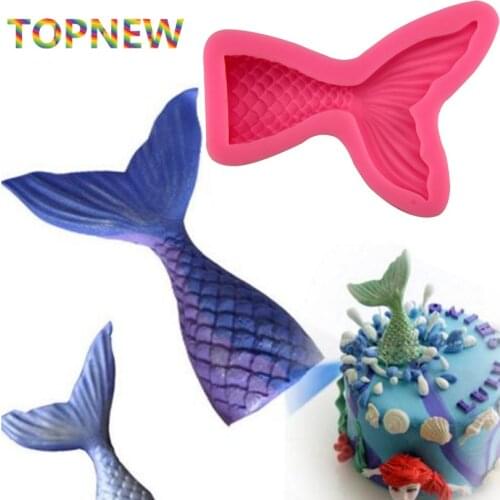 Small/Big Cute Mermaid Tail Fondant Cake Silicone Mould Cake Decoration Kitchen Baking Tool Christmas Chocolate Candy Mold